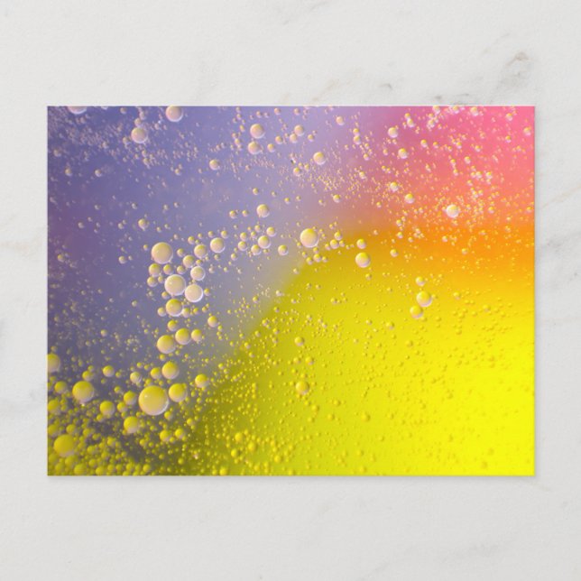 Floating Soda Bubbles Farbiger Hintergrund Abstrak Postkarte (Vorderseite)