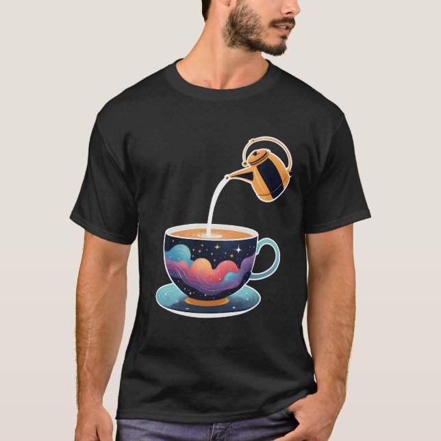 Floating Tea Kettle Galaxy Constellation. T-Shirt (Vorderseite)