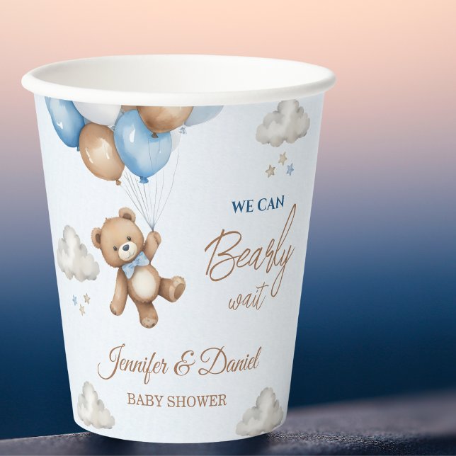 Floating Teddy Bear Blue Baby Dusche Pappbecher (Von Creator hochgeladen)