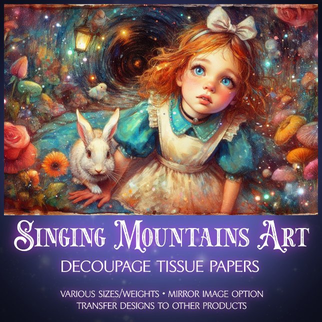Floating Through Fantasy Alice Rabbit Decoupage Seidenpapier (Von Creator hochgeladen)