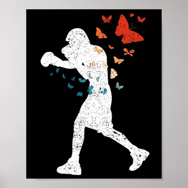 Floating wie Butterfly Sting Bee Boxer Liebe Boxin Poster (Vorne)