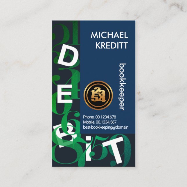 Floating-Zahlen Debit Letters Buchhaltung Visitenkarte (Vorderseite)
