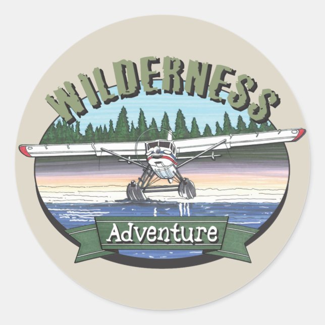 Floatplane Luftfahrt-Wildnis Runder Aufkleber (Vorderseite)
