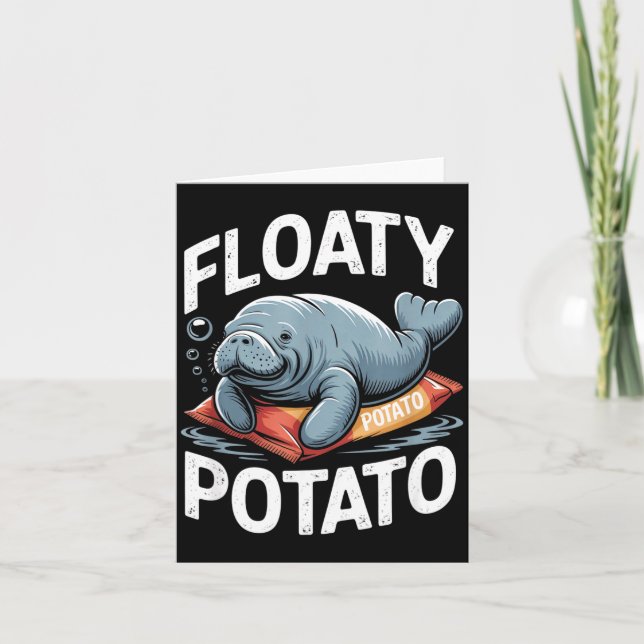 Floaty Tatoes Manatee Funny Sea Cow Ocean Animal L Karte (Vorderseite)