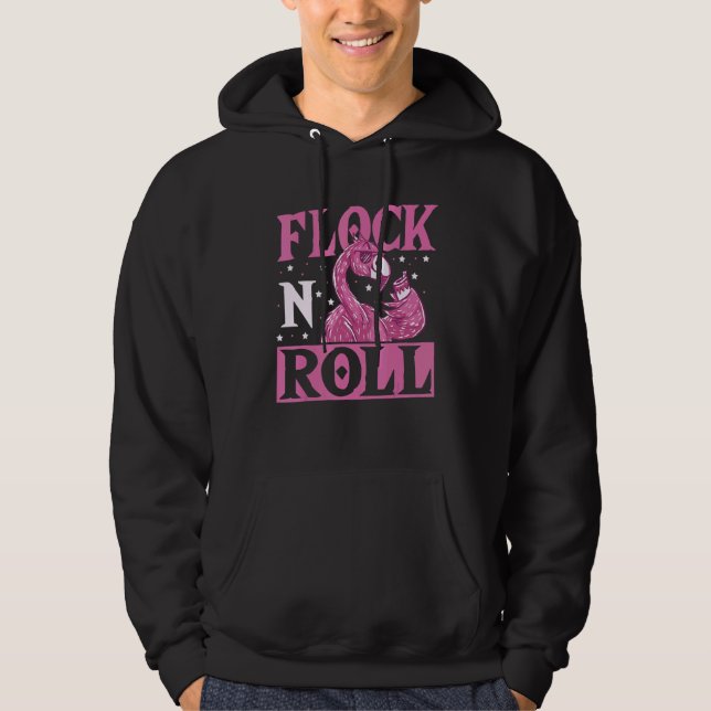 Flock n Roll Flamingo Rock and Roll Hoodie (Vorderseite)
