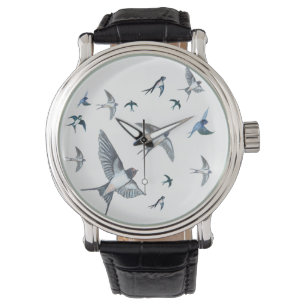 Flock of Fly Swallow Birds Illustration Armbanduhr