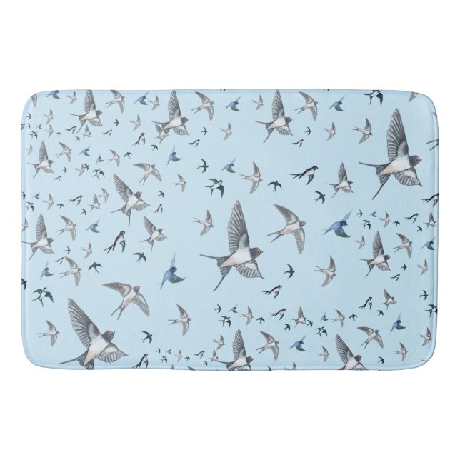 Flock of Fly Swallow Birds Illustration Badematte (Vorderseite)