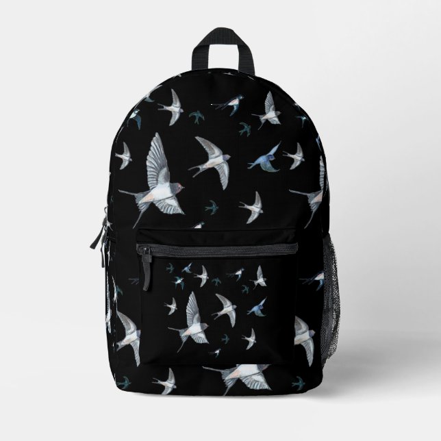 Flock of Fly Swallow Birds Illustration Bedruckter Rucksack (Vorderseite)