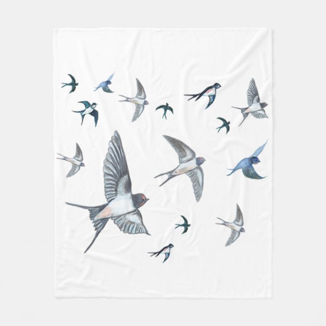 Flock of Fly Swallow Birds Illustration Fleecedecke (Vorderseite)