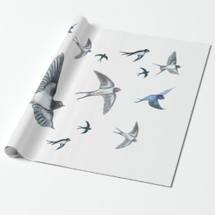 Flock of Fly Swallow Birds Illustration Geschenkpapier