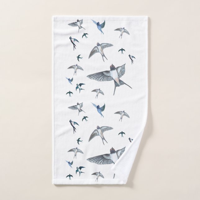 Flock of Fly Swallow Birds Illustration Handtuch (Handtuch)