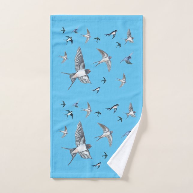 Flock of Fly Swallow Birds Illustration Handtuch (Handtuch)