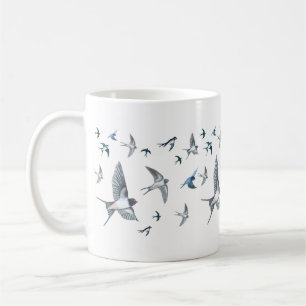 Flock of Fly Swallow Birds Illustration Kaffeetasse