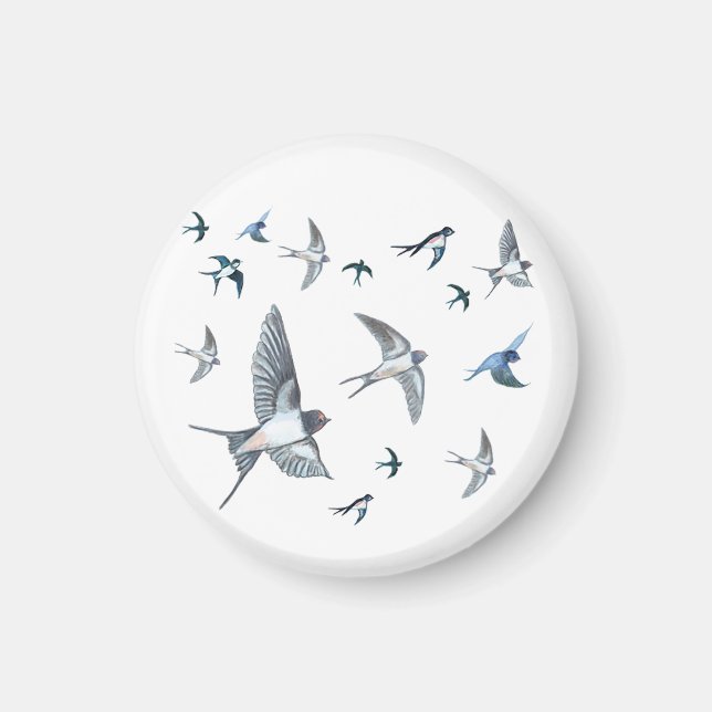 Flock of Fly Swallow Birds Illustration Magnet (Vorne)