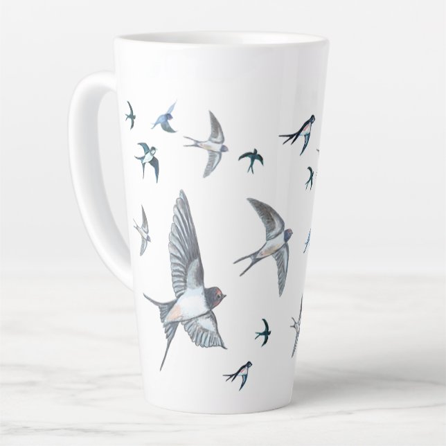 Flock of Fly Swallow Birds Illustration Milchtasse (Linke Ecke)