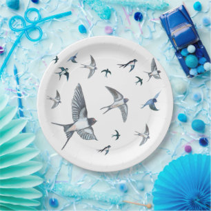 Flock of Fly Swallow Birds Illustration Pappteller