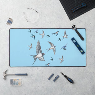 Flock of Fly Swallow Birds Illustration Schreibtischunterlage