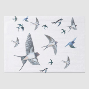 Flock of Fly Swallow Birds Illustration Seidenpapier