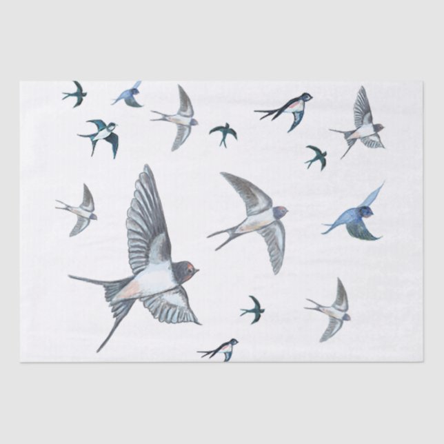 Flock of Fly Swallow Birds Illustration Seidenpapier (Vorderseite)