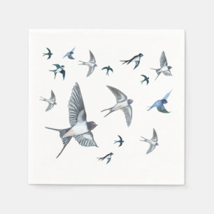 Flock of Fly Swallow Birds Illustration Serviette
