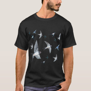 Flock of Fly Swallow Birds Illustration T-Shirt