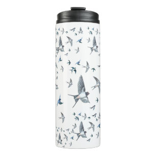 Flock of Fly Swallow Birds Illustration Thermosbecher