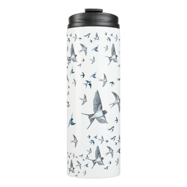 Flock of Fly Swallow Birds Illustration Thermosbecher (Vorderseite)