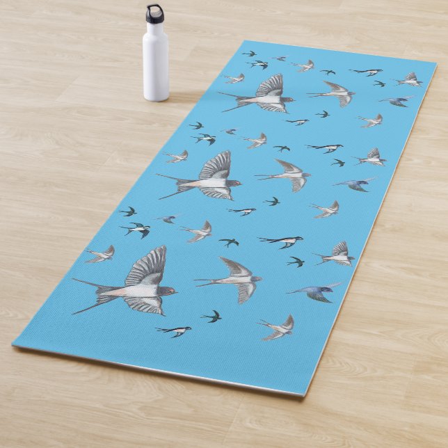 Flock of Fly Swallow Birds Illustration Yogamatte (Beispiel)