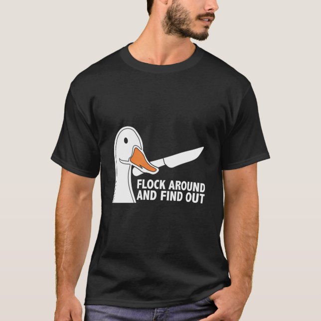 Flock um und finde Gänse mit Kniffe heraus T-Shirt (Vorderseite)