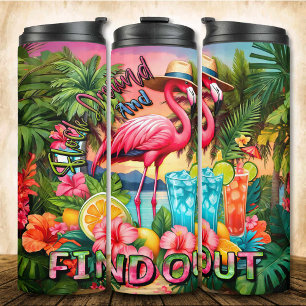 Flock um und finde heraus Summer Pink Flamingo Thermosbecher