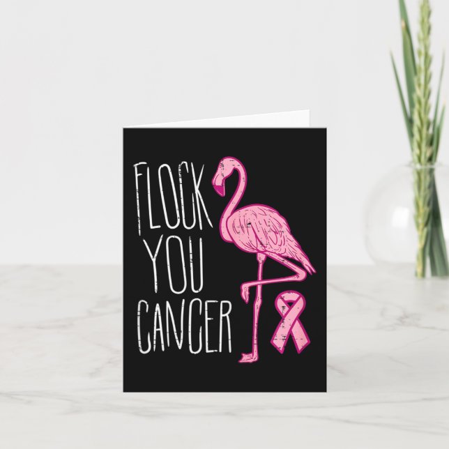 Flock you Breast Cancer Flamingo Pink Ribbon Aware Karte (Vorderseite)