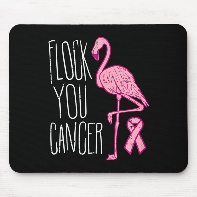 Flock you Breast Cancer Flamingo Pink Ribbon Aware Mousepad (Vorne)