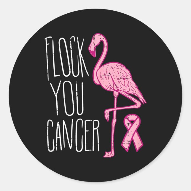 Flock you Breast Cancer Flamingo Pink Ribbon Aware Runder Aufkleber (Vorderseite)