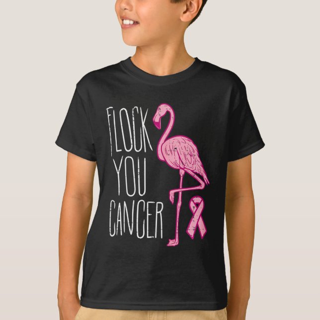 Flock you Breast Cancer Flamingo Pink Ribbon Aware T-Shirt (Vorderseite)