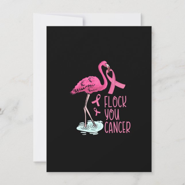 Flock you Breast Cancer Flamingo Pink Ribbon Suppo Einladung (Vorderseite)