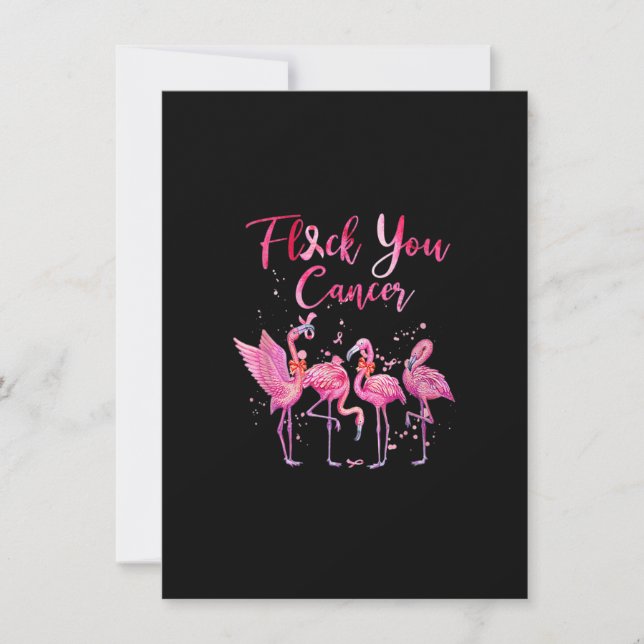 Flock you Cancer Pink Flamingo Breast Cancer Aware Einladung (Vorderseite)
