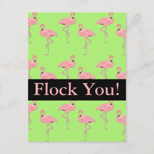 Flock You Rosa Flamingo Flocking-Party Einladungspostkarte