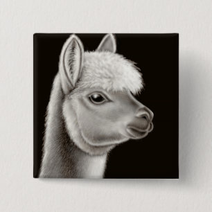 Flockiges Alpaka-Gesichts-Button Button