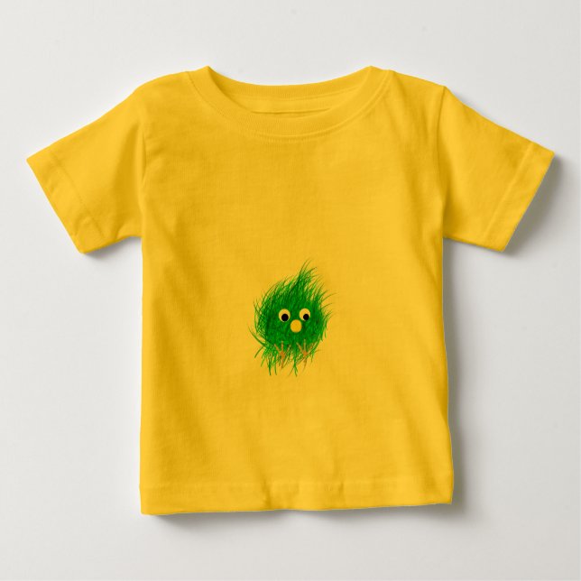 Flockiges grünes Gesicht Baby T-shirt (Vorderseite)