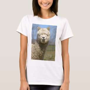 Flockiges weißes Alpaka-Gesicht T-Shirt