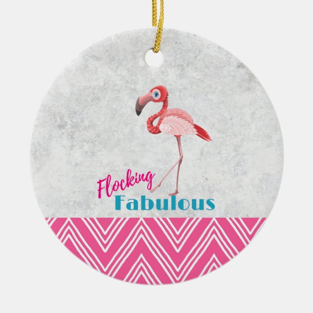 Flocking Fabulous Pub mit rosa Flamingo Keramikornament (Vorne)