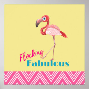 Flocking Fabulous Pub mit rosa Flamingo Poster