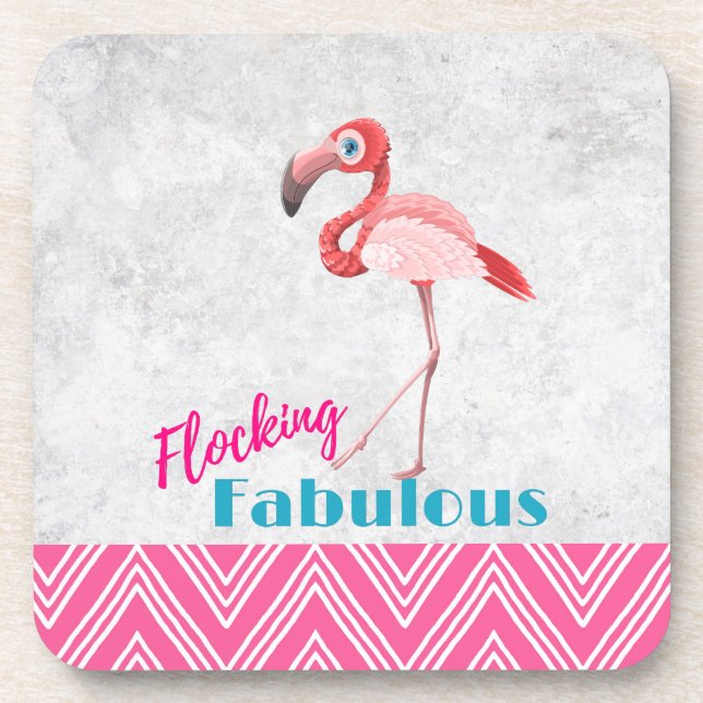 Flocking Fabulous Pub mit rosa Flamingo Untersetzer (Vorderseite)