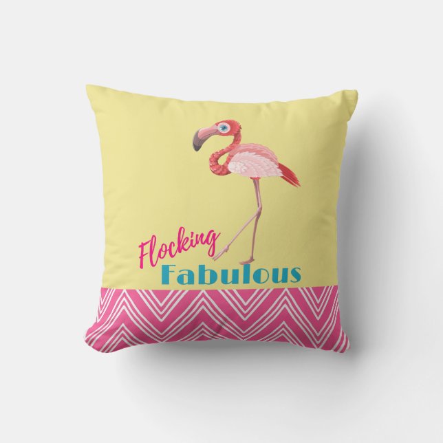 Flocking Fabulous Typografy w/Pink Flamingo Kissen (Vorderseite)