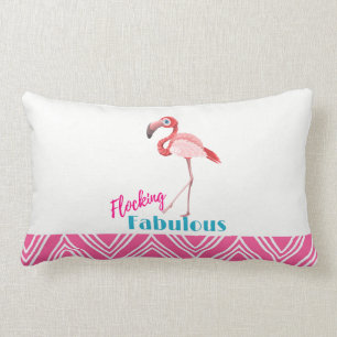 Flocking Fabulous Typografy w/Pink Flamingo Lendenkissen