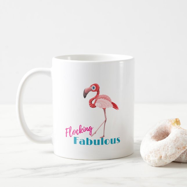Flocking Fabulous Typografy w/Pink Flamingo Tasse (Mit Donut)