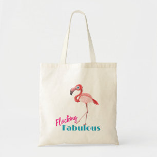 Flocking Fabulous Typografy w/Pink Flamingo Tragetasche
