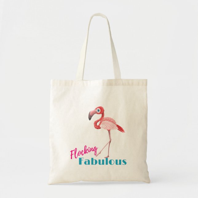 Flocking Fabulous Typografy w/Pink Flamingo Tragetasche (Vorne)