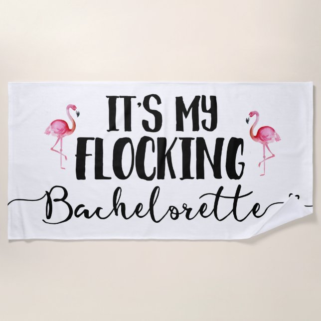 Flocking Flamingo Bride Bachelorette Beach Handtuc Strandtuch (Vorderseite)