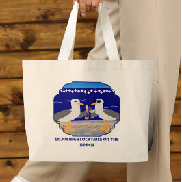 Flocktails am Strand genießen - Lustige Möwe Jumbo Stoffbeutel